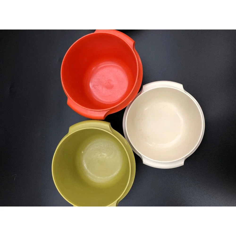 Vintage Tupperware Servalier Nesting Bowls Set of 3 Harvest 2x886 & 1323 w/LIDS
